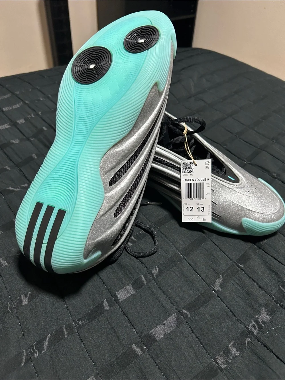 Harden Volume 9 Mens Basketball Shoe - Silver/Turquoise (UNO Chain) Size 12